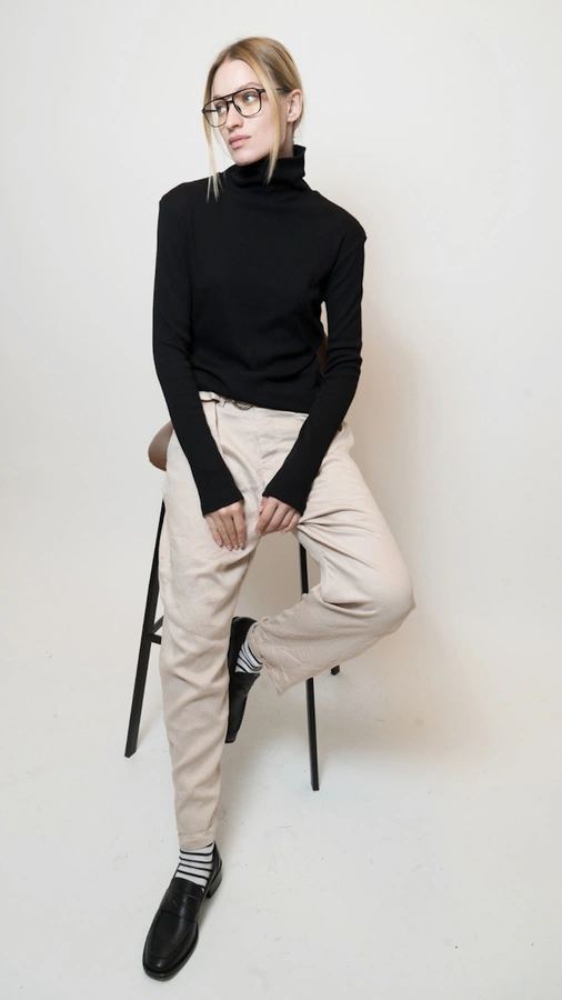 מכנסי בוי פרנד עם חגורה - חול