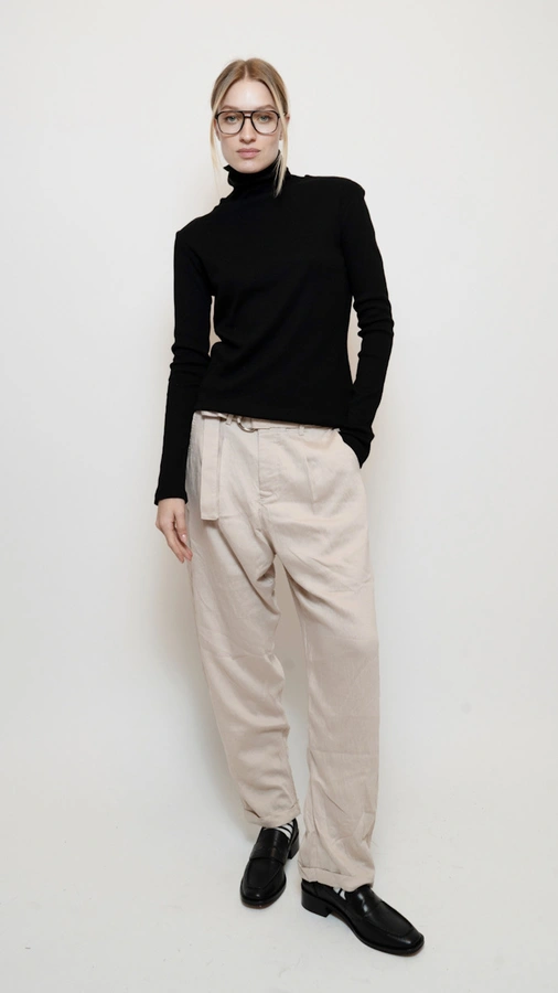 מכנסי בוי פרנד עם חגורה - חול