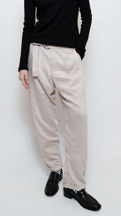 מכנסי בוי פרנד עם חגורה - חול