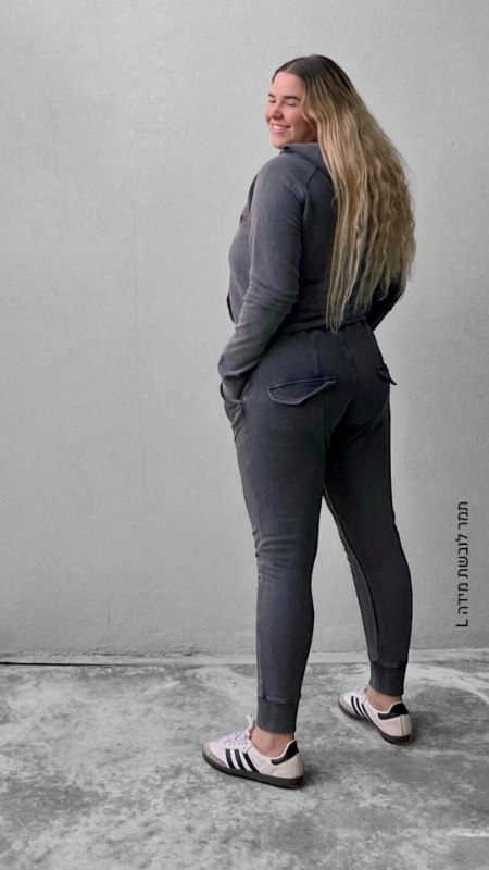 מכנסי טרנינג אופנה - אמבר - וואש גרפיט