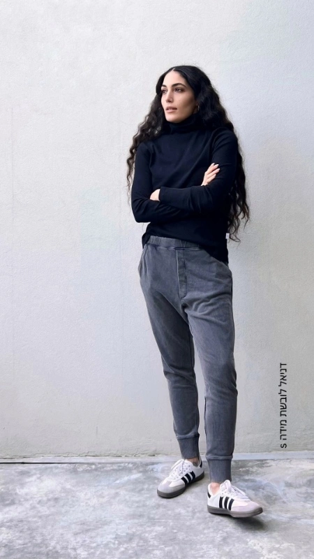 מכנסי טרנינג אופנה - אמבר - וואש גרפיט