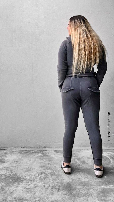 מכנסי טרנינג אופנה - אמבר - וואש גרפיט