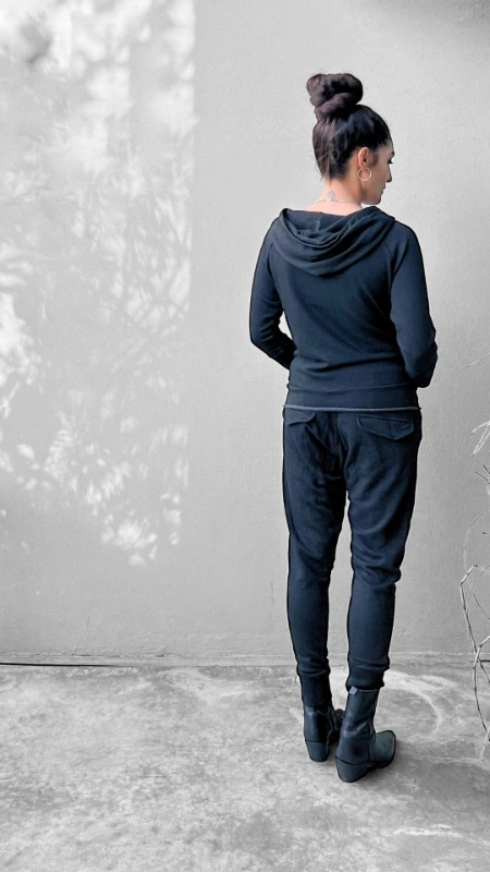 מכנסי טרנינג אופנה - אמבר - שחור