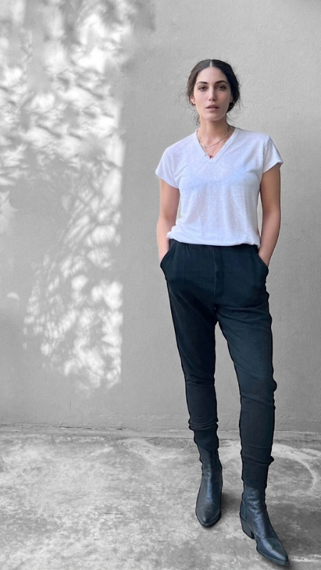 מכנסי טרנינג אופנה - אמבר - שחור