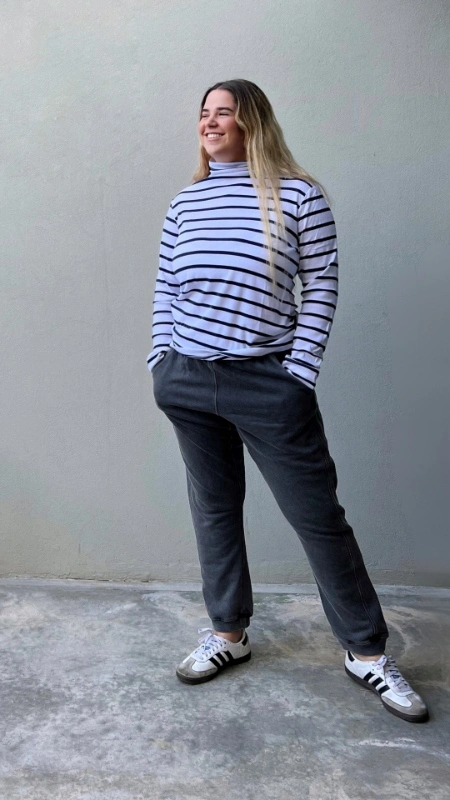 מכנסי טרנינג אופנה - ג׳וי - שחור מעושן