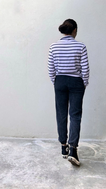 מכנסי טרנינג אופנה - ג׳וי - שחור מעושן