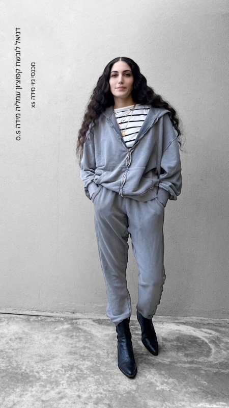 מכנסי טרנינג אופנה - ג׳וי - וואש אפור בהיר