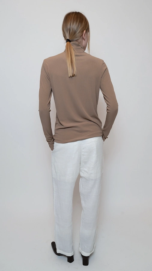 מכנסי טטרה מחויטים בגזרת בוי פרנד - לבן