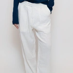 מכנסי טטרה מחויטים בגזרת בוי פרנד - לבן