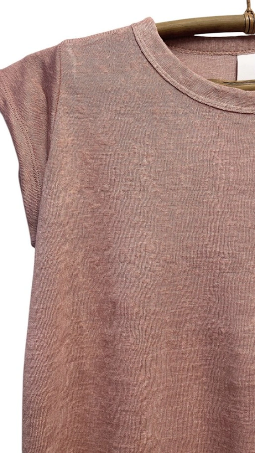 חולצת סריג דמוי פשתן - ורוד מעושן - איב