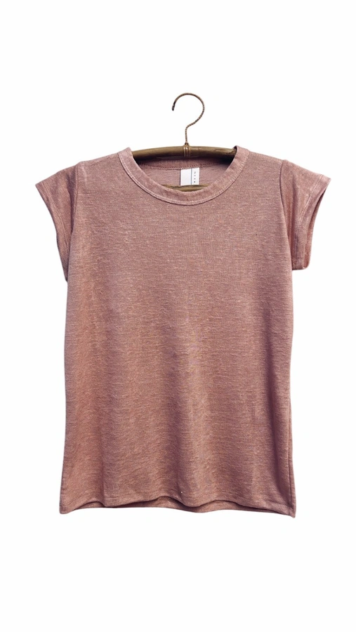 חולצת סריג דמוי פשתן - ורוד מעושן - איב