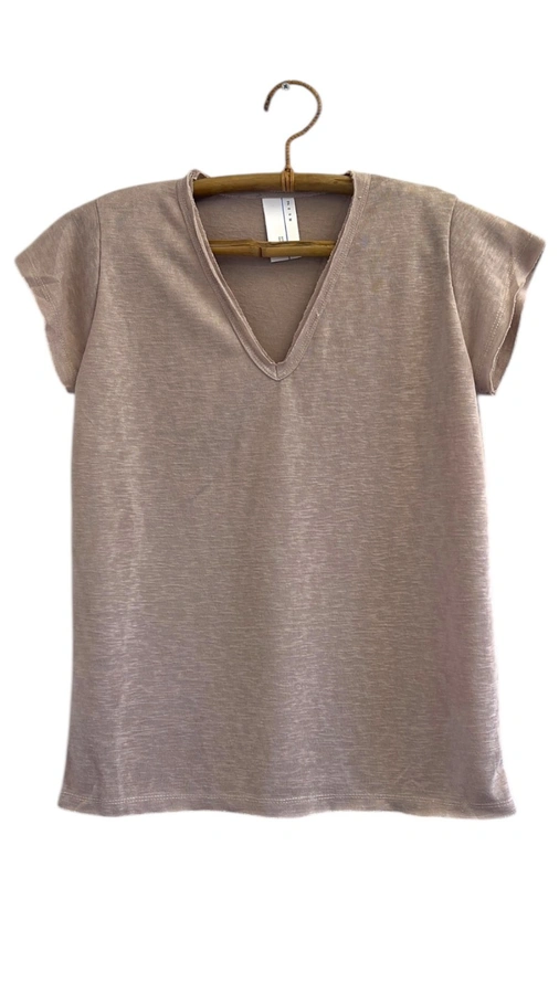 סריג דמוי פשתן - מפתח וי - לאטה - איה