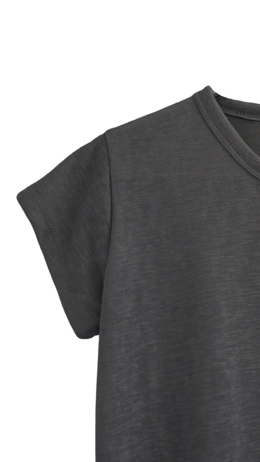 חולצת סריג דמוי פשתן - אפור עכבר - איב