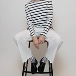 חולצת טי פסים קלאסית - ירוק/לבן - מארה