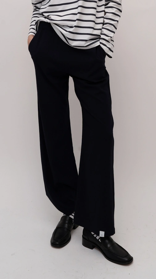 מכנסי פשתן ויסקוזה נשפכים - כחול דיו - שושי