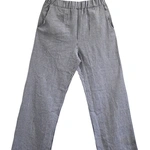 מכנסי פשתן פסים דקים - נייבי - שושי