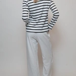 חולצת טי פסים קלאסית - כתום/נייבי - מארה