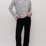 חולצת טי כתף שמוטה - נופים פסים שחורים - מרני