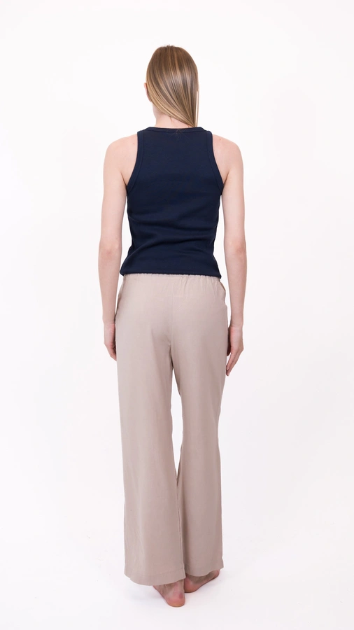 מכנסי פשתן ויסקוזה נשפכים - חול - שושי