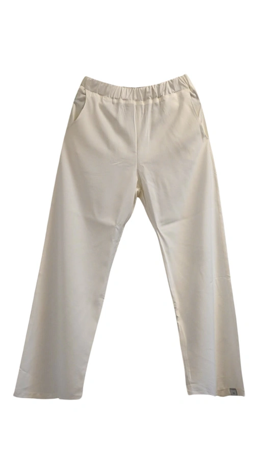 מכנסי פשתן ויסקוזה נשפכים - לבן חם - שושי