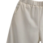 מכנסי פשתן ויסקוזה נשפכים - לבן חם - שושי