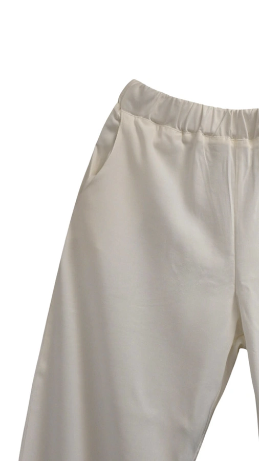 מכנסי פשתן ויסקוזה נשפכים - לבן חם - שושי