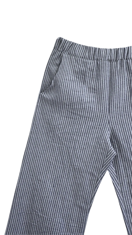 מכנסי פשתן פסים דקים - נייבי - שושי