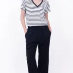 מכנסי פשתן ויסקוזה נשפכים - כחול דיו - שושי