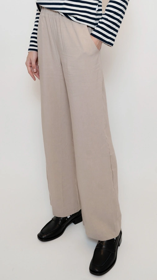 מכנסי פשתן ויסקוזה נשפכים - חול - שושי