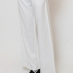 מכנסי פשתן ויסקוזה נשפכים - לבן חם - שושי