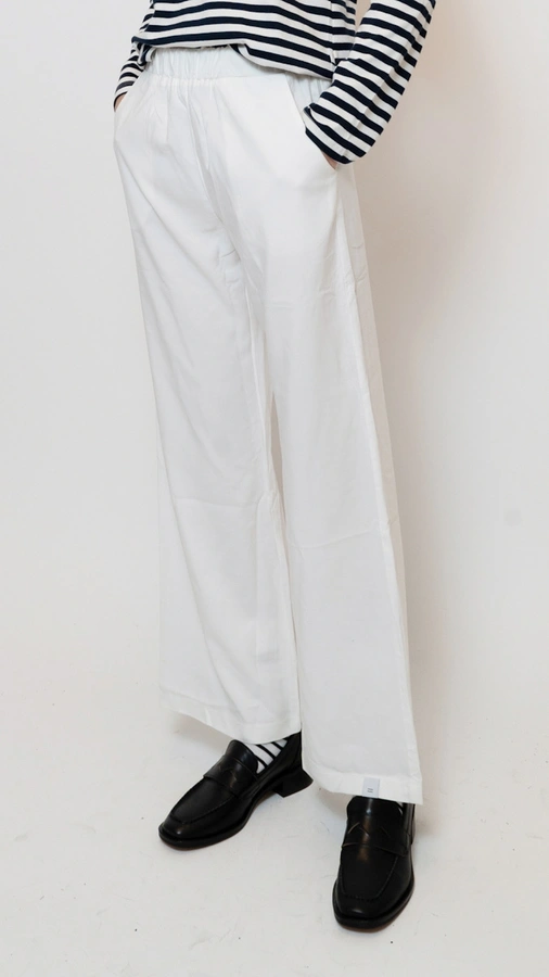 מכנסי פשתן ויסקוזה נשפכים - לבן חם - שושי