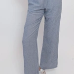 מכנסי פשתן פסים דקים - נייבי - שושי