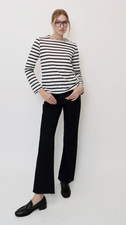 חולצת טי קלאסית - נופים - פסים שחורים - מארה