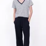 מכנסי פשתן ויסקוזה נשפכים - כחול דיו - שושי