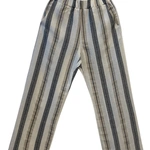 מכנסי פשתן - פסים אפור חום - שושי