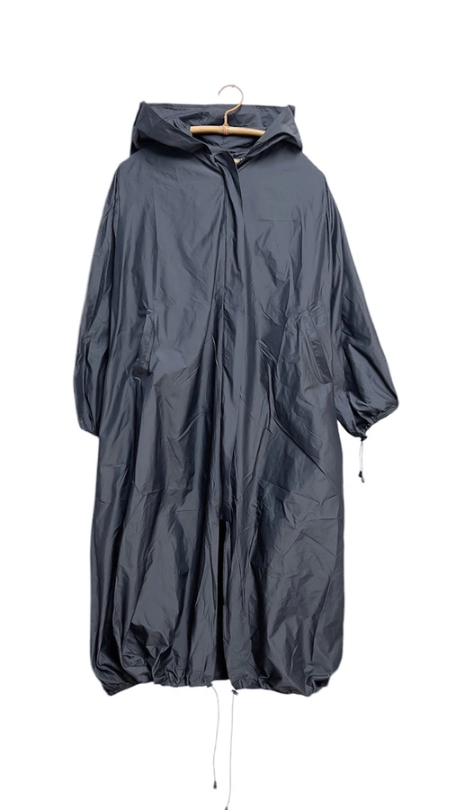 מעיל רוח אוברסייז ארוך - פלדה - מארין