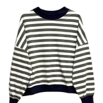 חולצת עמנואל צווארון ריב עגול משולב - פסים חאקי / נייבי