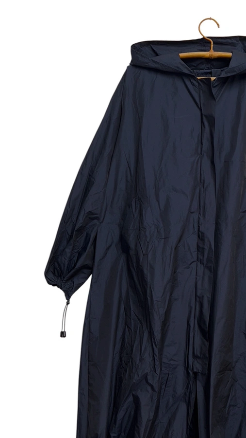 מעיל רוח אוברסייז ארוך - כחול דיו - מארין