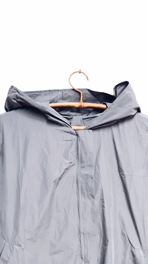 מעיל רוח אוברסייז ארוך - אפור סילבר - מארין