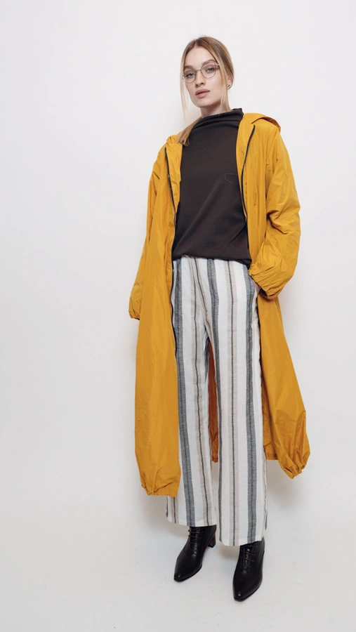 מעיל רוח אוברסייז ארוך - אפור סילבר - מארין