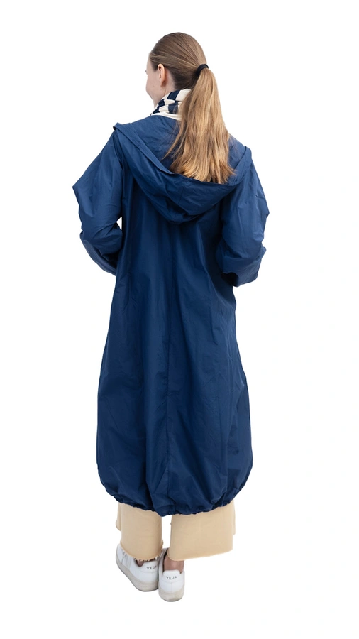 מעיל רוח אוברסייז ארוך - כחול נייבי - מארין