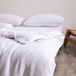 סט מלא - לבן שלג עם קדר פסים היקפי