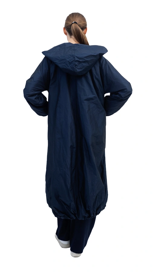 מעיל רוח אוברסייז ארוך - כחול דיו - מארין