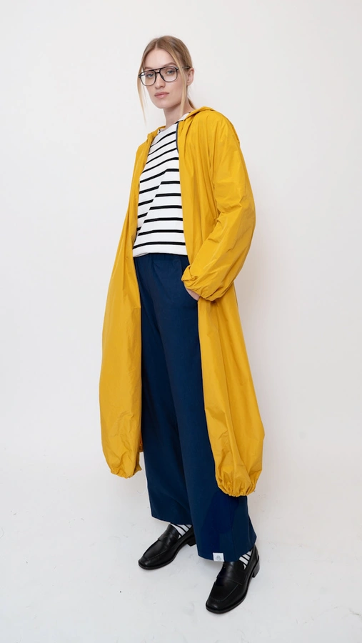 מעיל רוח אוברסייז ארוך - אפור סילבר - מארין