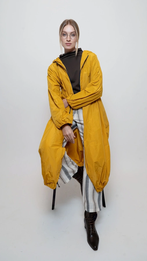 מעיל רוח אוברסייז ארוך - פלדה - מארין