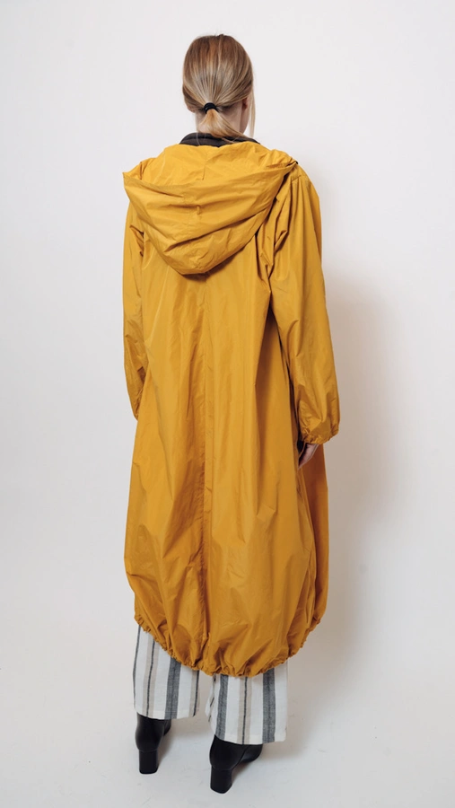 מעיל רוח אוברסייז ארוך - פלדה - מארין