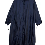 מעיל רוח אוברסייז ארוך - כחול דיו - מארין