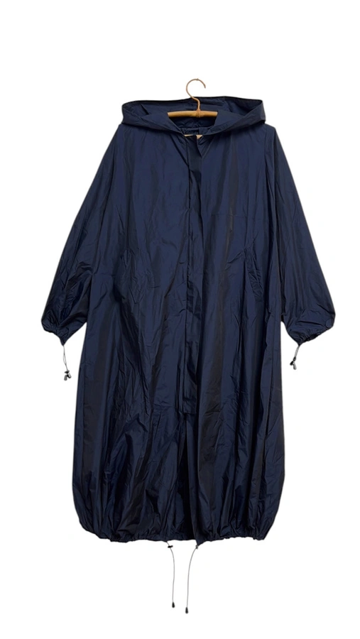 מעיל רוח אוברסייז ארוך - כחול דיו - מארין