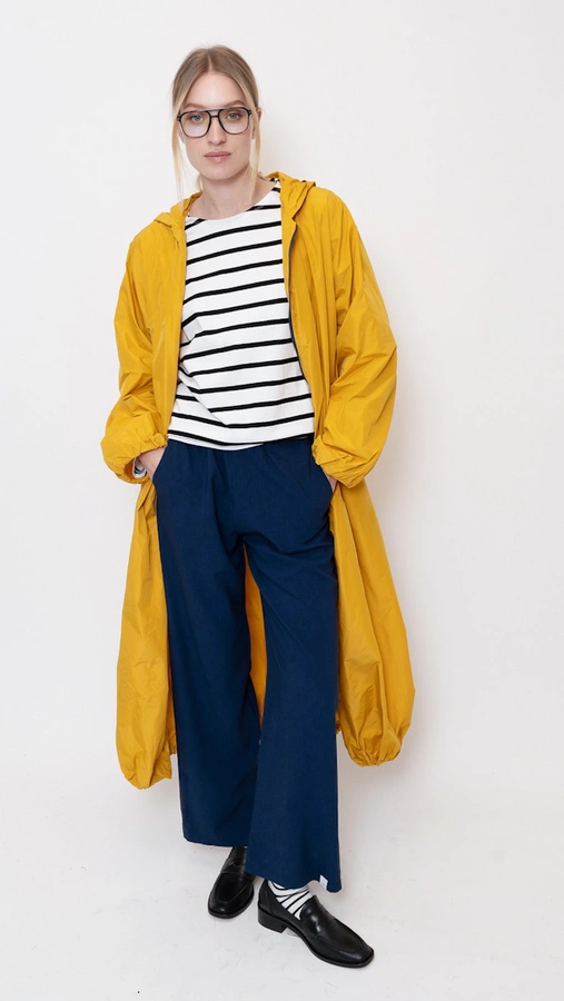 מעיל רוח אוברסייז ארוך - חרדל - מארין