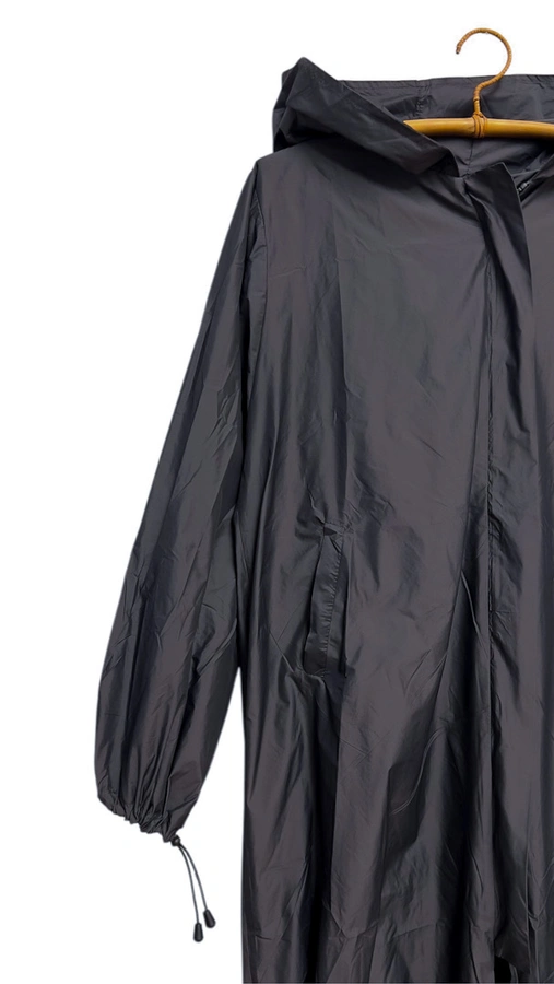 מעיל רוח אוברסייז ארוך - פלדה - מארין